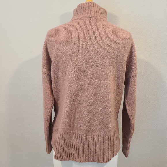 Frame Side Slit Wool Blend Turtleneck Sweater in Rosewood - Picture 6 of 7
